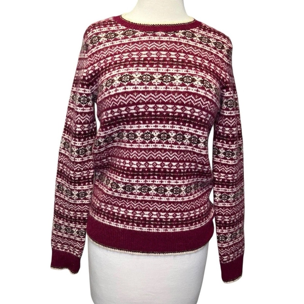 UNIQLO Ines de la Fressange Sweater Womens Fair Isle Sweater Red Small Wool Blen